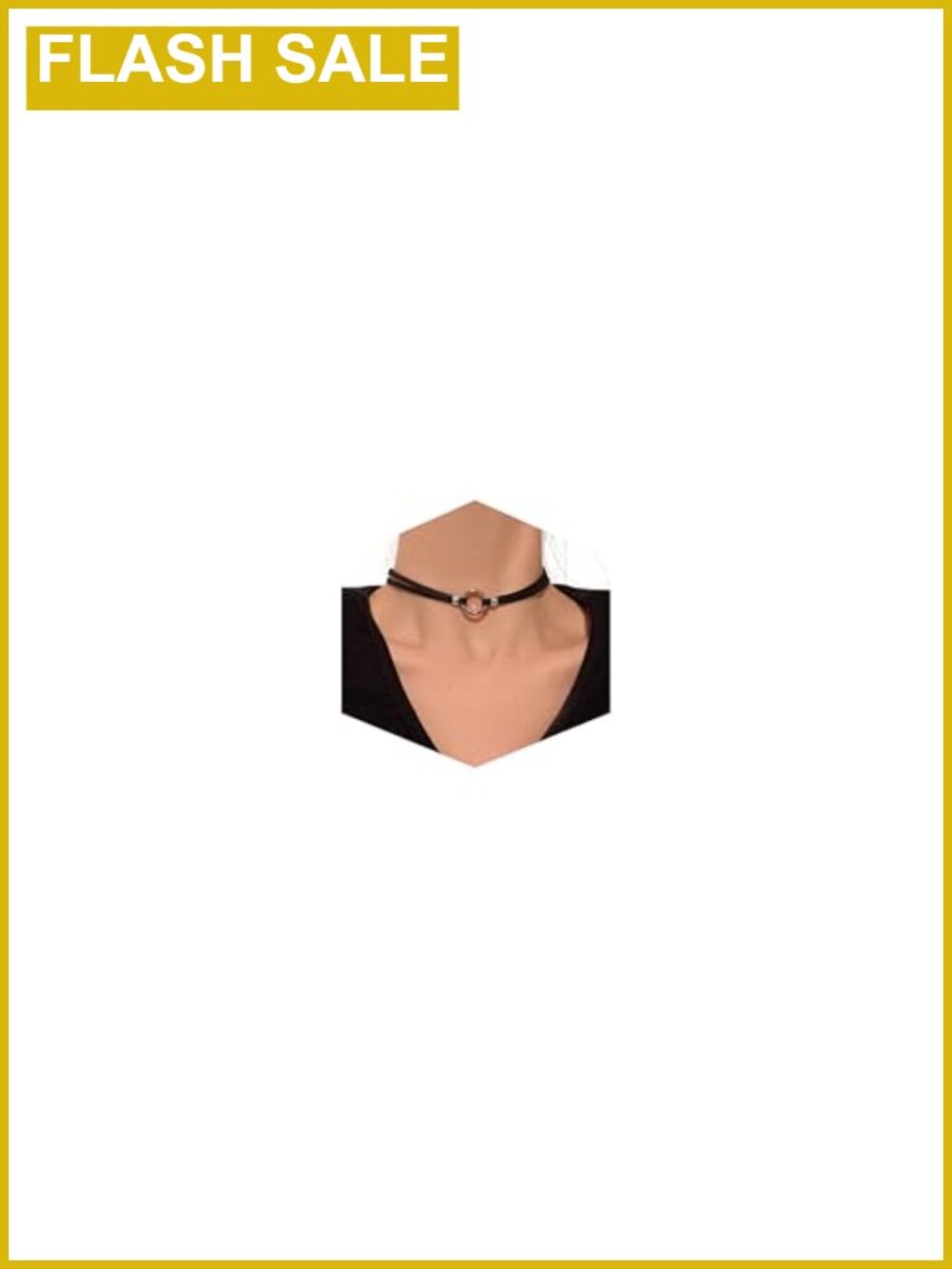 Adjustable Layered Black Band Necklace with Alloy Circle